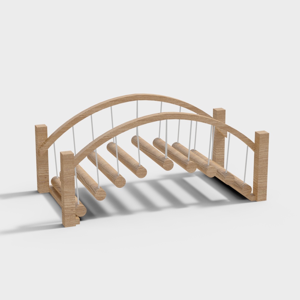 Wooden curved childrens swing bridge