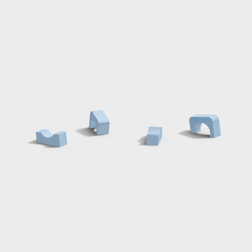 Modern Minimalist Low Poly 3D Models Set