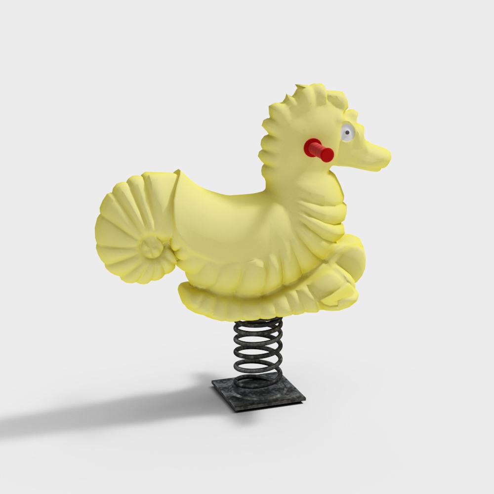 Cheval à ressort en plastique jaune