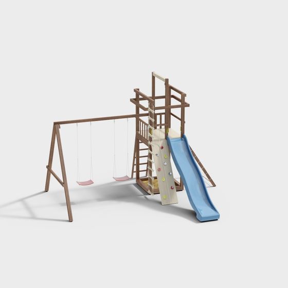 Vibrant Low-Poly Playground 3D model for Kids