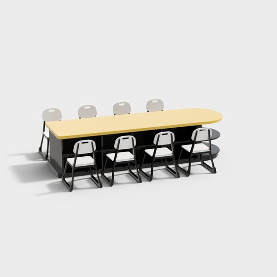 Modern Conference Table and Chair Set 3D model
