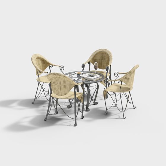 フランス風ラタンレジャーテーブルチェアセット