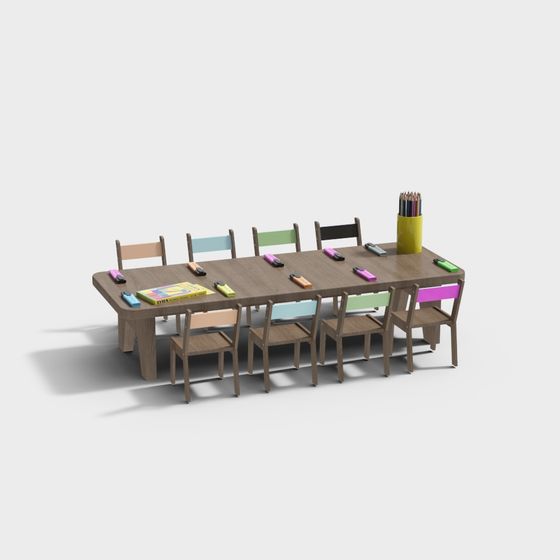 北欧風の幼稚園デスクと椅子セット