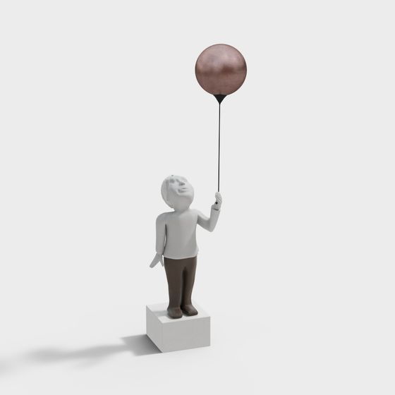 Charming 3D Model of Angel with Balloon