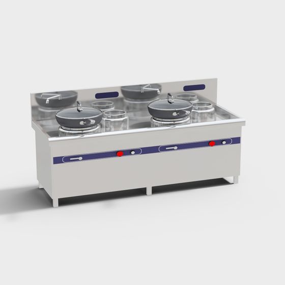 Realistic Commercial Gas Stove 3D model
