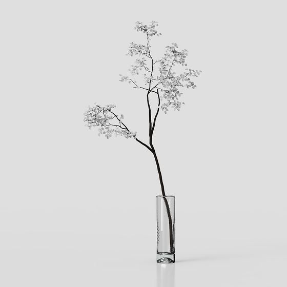 Elegant Low-Poly Tree Branch 3D Model