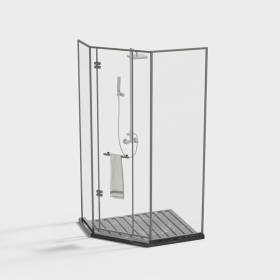Minimalist Shower Room 3D model for Modern Spaces