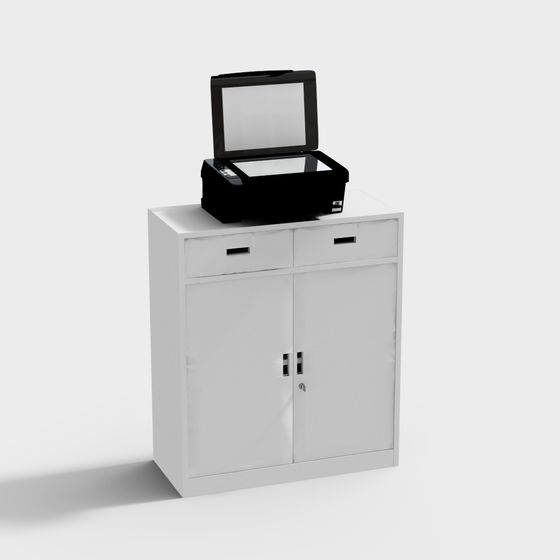 Modern Minimalist White Cabinet 3D model