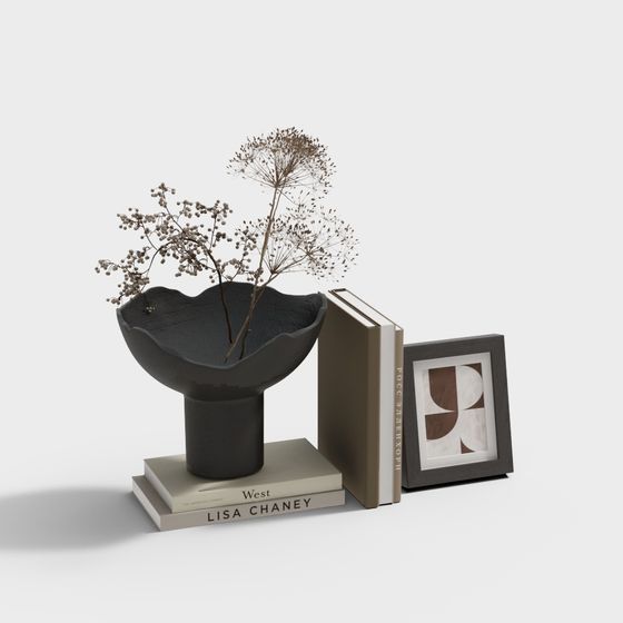 Stylish Low-Polygon Black Vase 3D model for Creative Spaces