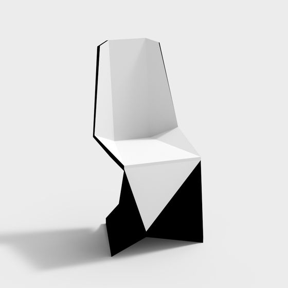 Prism Chair 3D model: Low-Poly Geometric Design