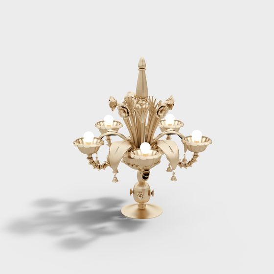 Elegant Golden Chandelier 3D model for Luxurious Interiors