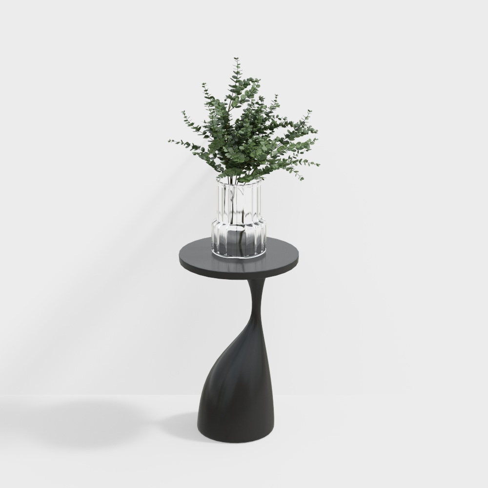 Minimalist Low-Poly Side Table 3D Model – Black Metal Design