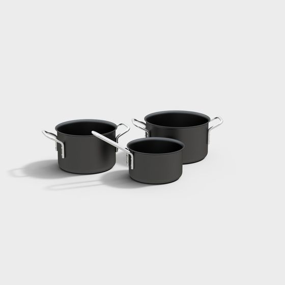Stylish Kitchen Pot Set 3D model for Modern Designs