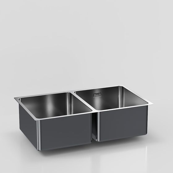 Elegant Double Bowl Stainless Steel Sink 3D model