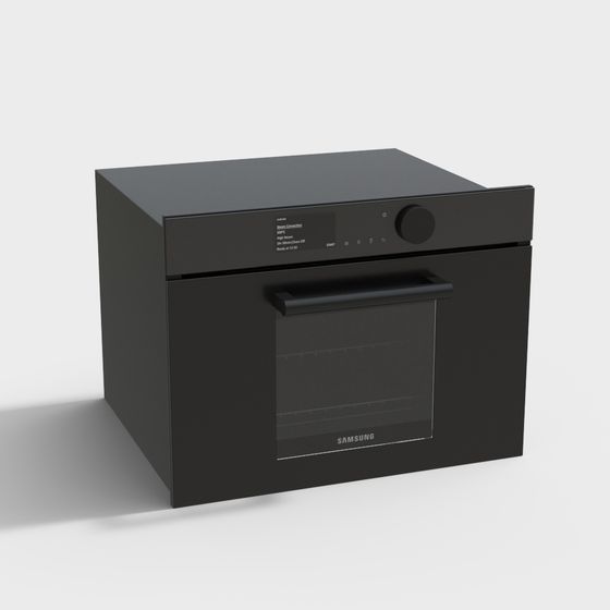 Modern Black Built-In Microwave Oven 3D Model