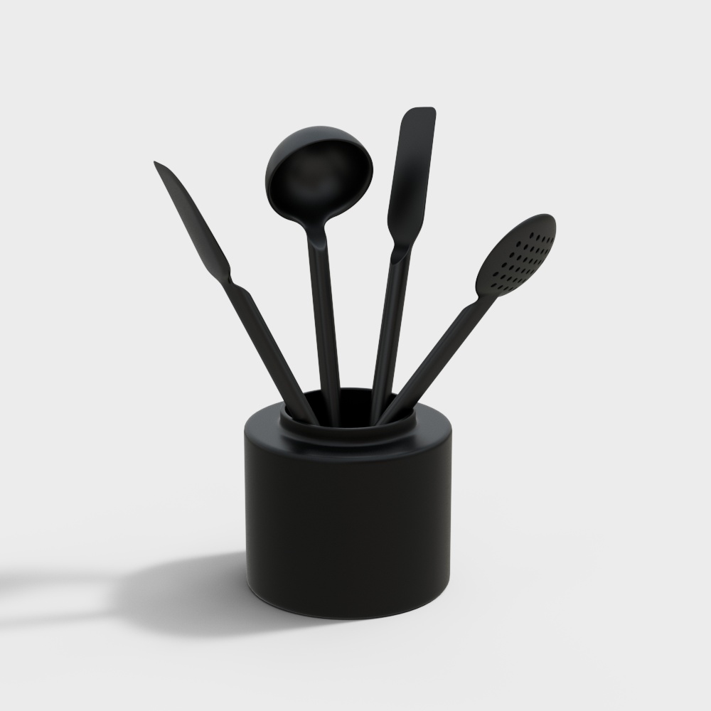 Elegant Black Kitchen Tools 3D Model