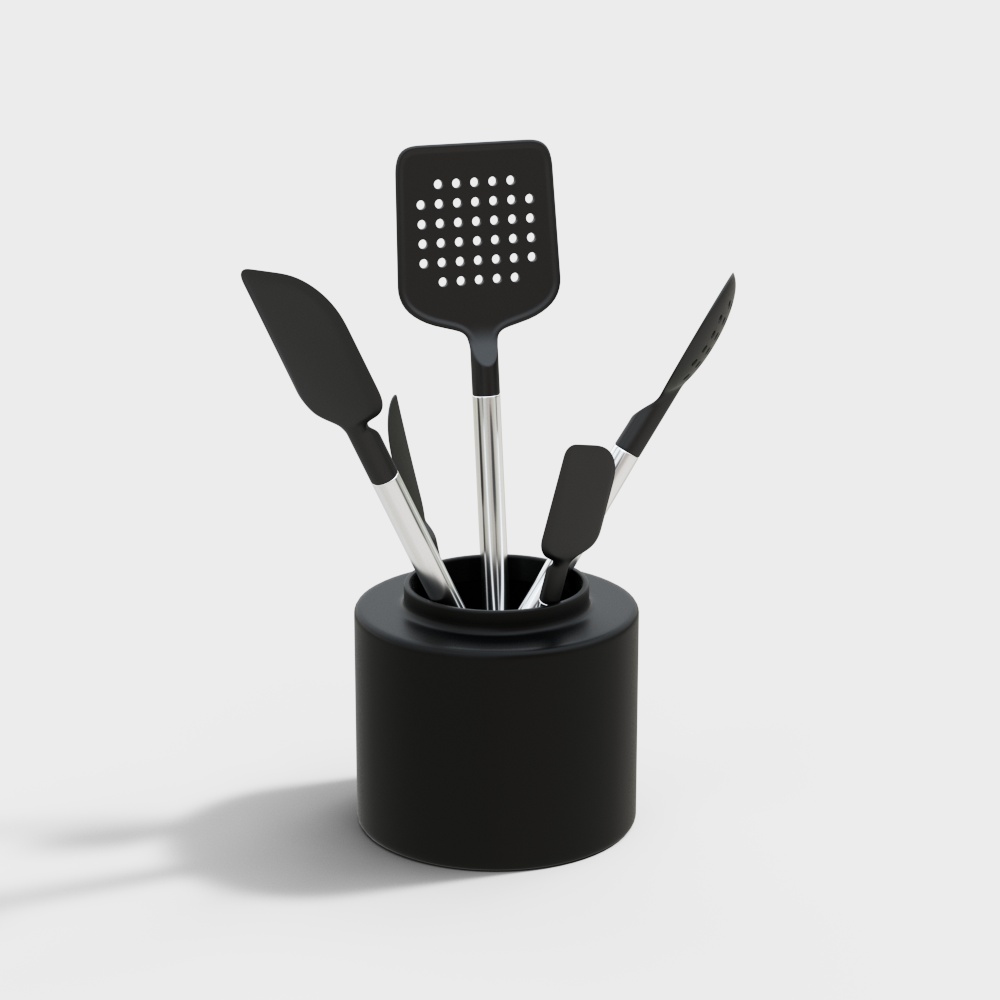 Low-Polygon High-Detail Kitchen Utensil Storage Jar 3D model