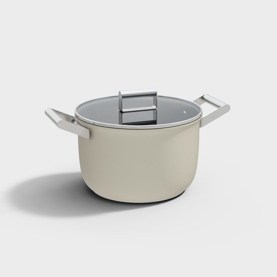 Stylish Low-Poly Stainless Steel Pot 3D model