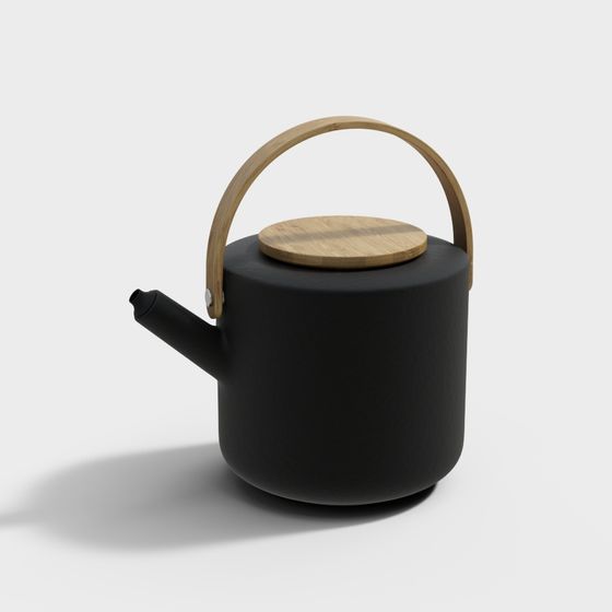 Elegant Black Teapot 3D model