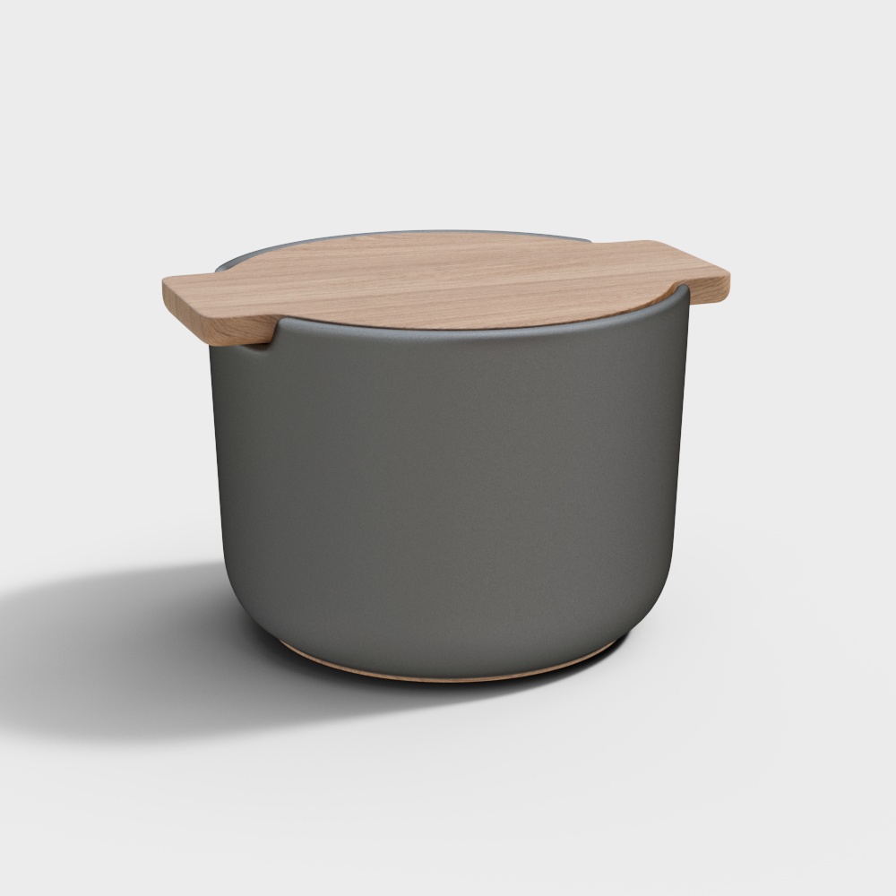 Norse style ceramic salt pot with lid