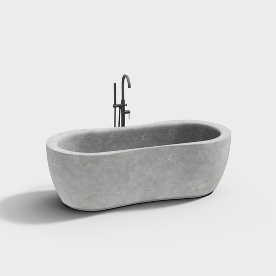Stylish Gray Bathtub 3D Model for Modern Interiors