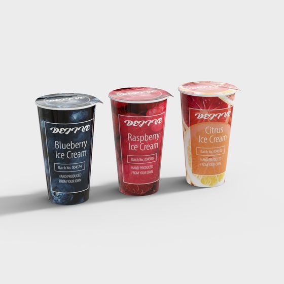 Vibrant Low-Poly Ice Cream Cup 3D model Collection