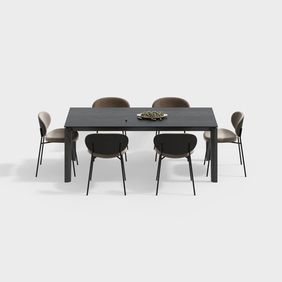 Urban Dining Table and Chairs Set 3D model
