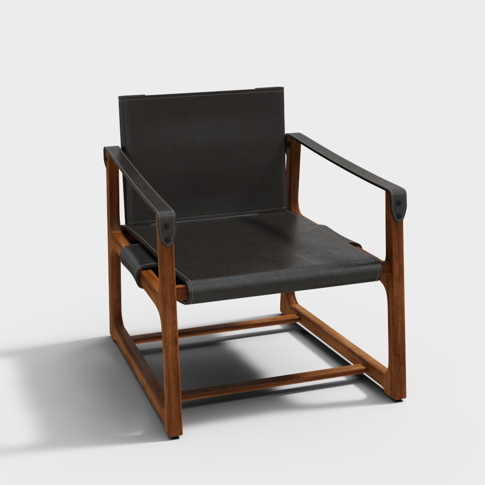 Modern black leather art lounge chair