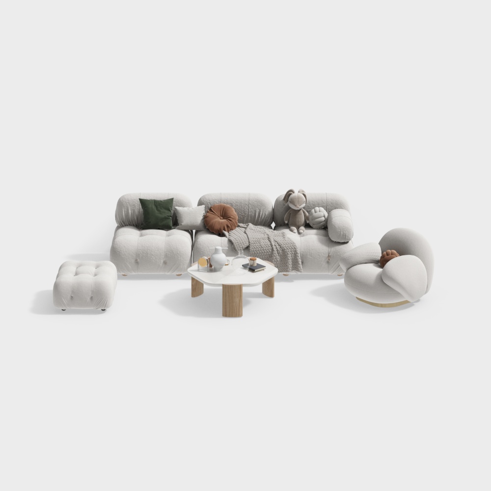 Set di Divani per Soggiorno in Stile Francese