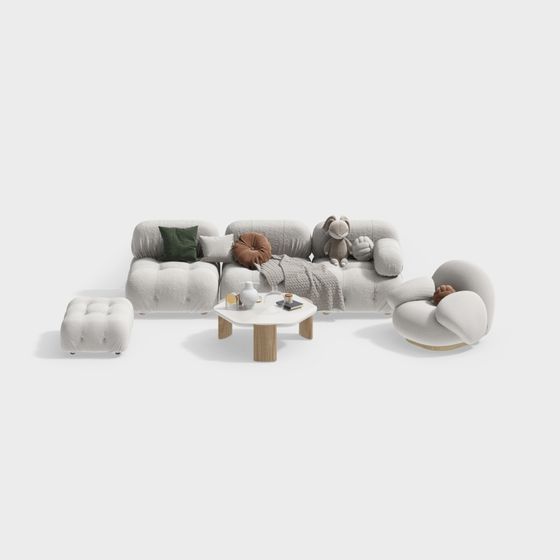 Set di Divani per Soggiorno in Stile Francese