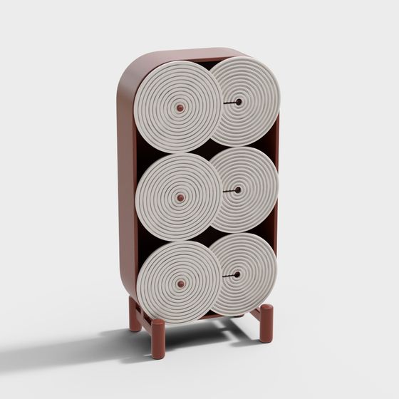 Rolling Storage Low Poly Cabinet 3D model