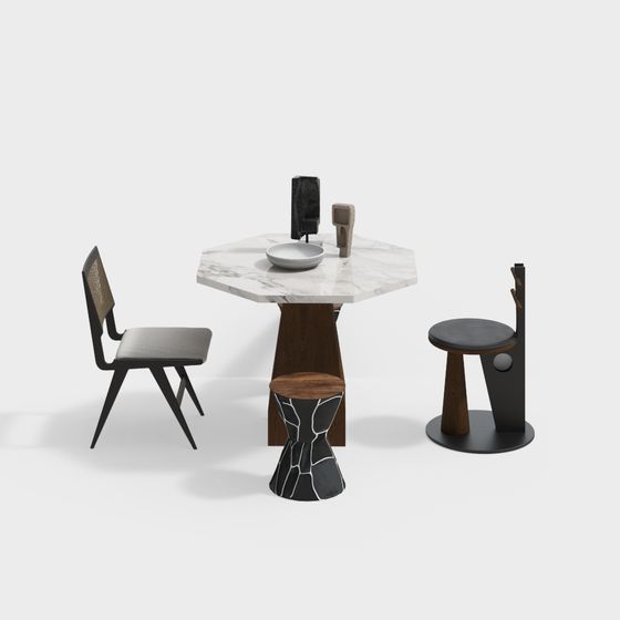 Urban Corner Dining Table and Chair Set 3D model