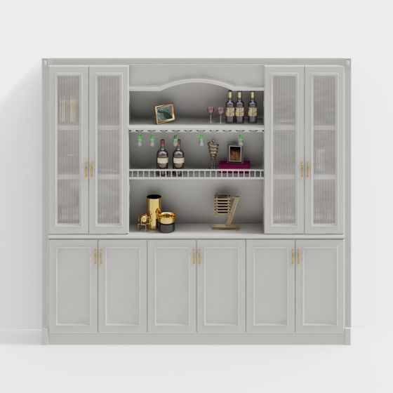 Elegant Wine Cabinet 3D model for Modern Interiors