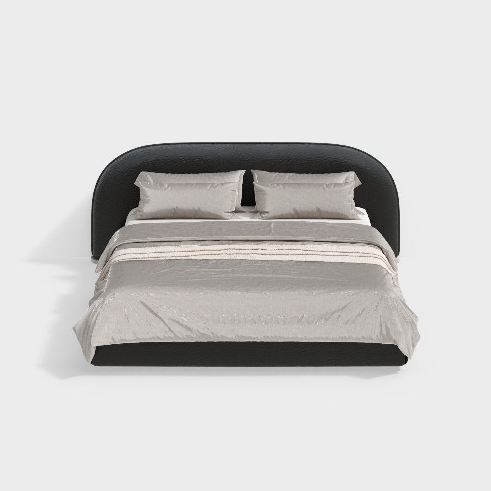 Ancient bedroom black leather double bed