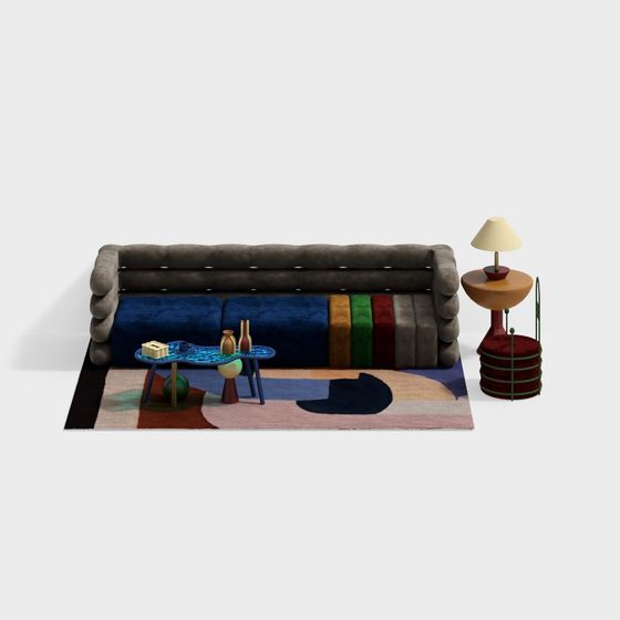 Stylish Low-Poly Sofa 3D model for Modern Interiors