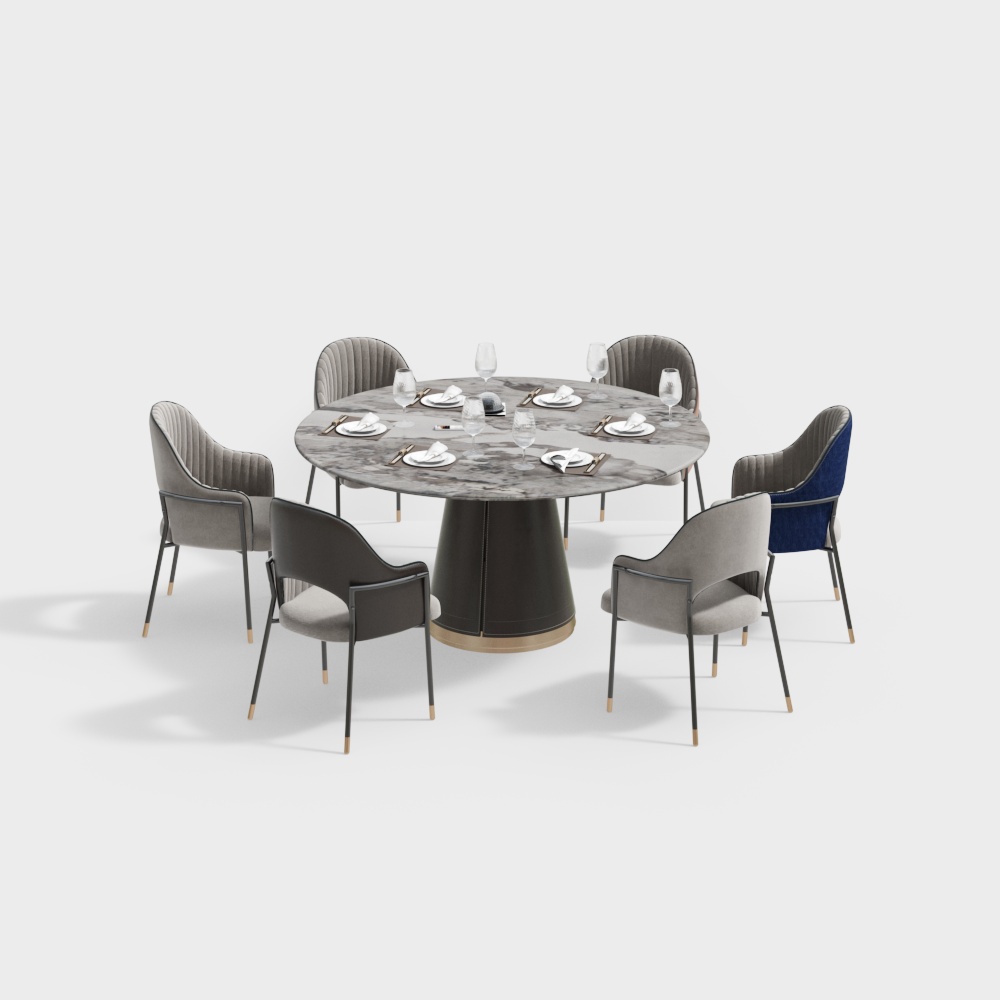 Conjunto de Mesa y Sillas de Comedor de Restaurante de Lujo Elegante