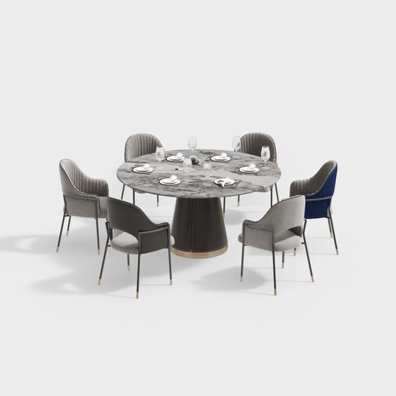 Conjunto de Mesa y Sillas de Comedor de Restaurante de Lujo Elegante