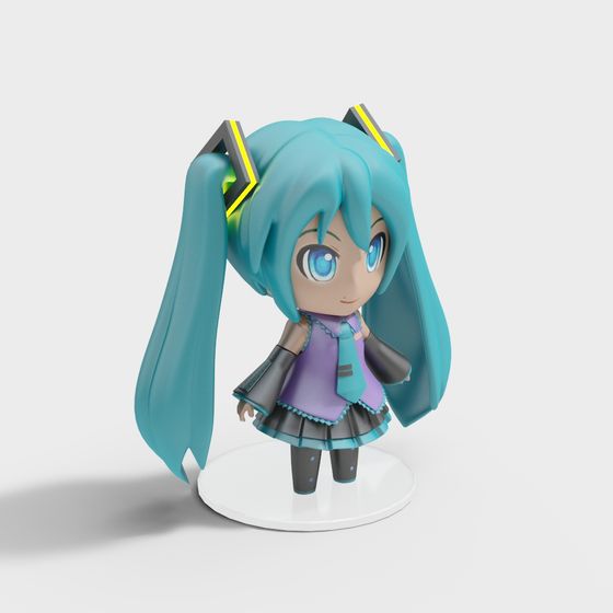 Chibi Hatsune Miku 3D Model - Delightful Low Poly Design