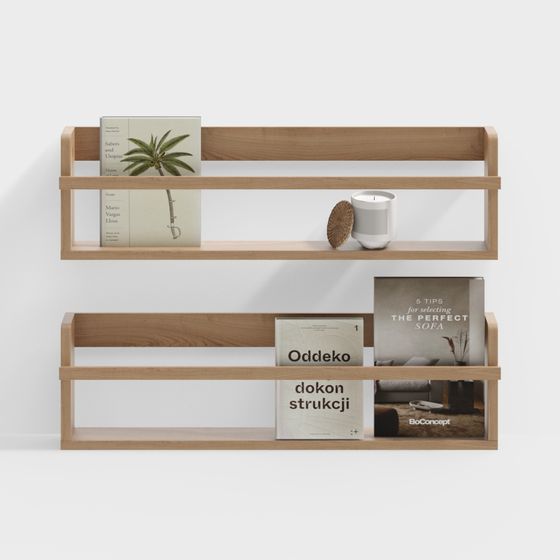 Stylish Wooden Bookshelf 3D model