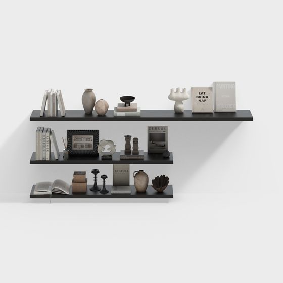 Modern Black Shelving 3D Model for Stylish Storage Solutions
