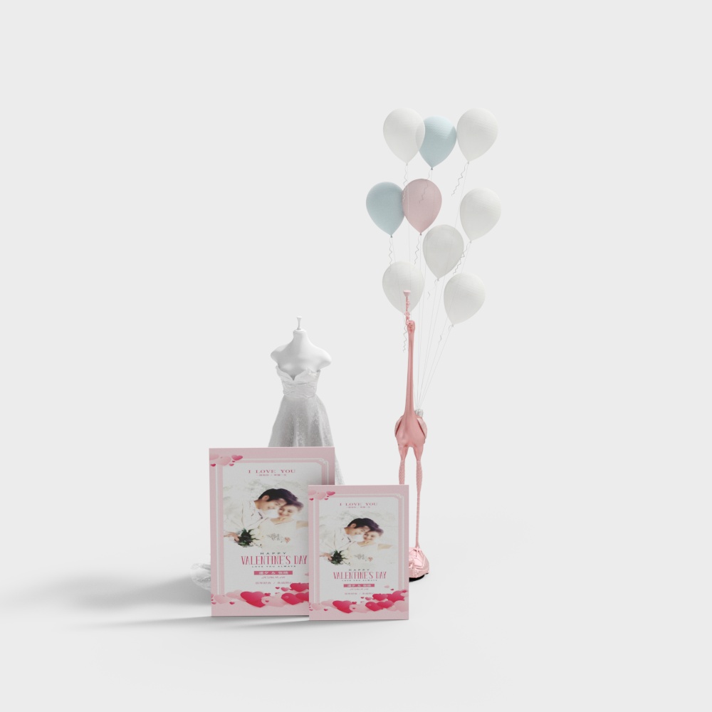 Romantic Low Poly Wedding Scene 3D model