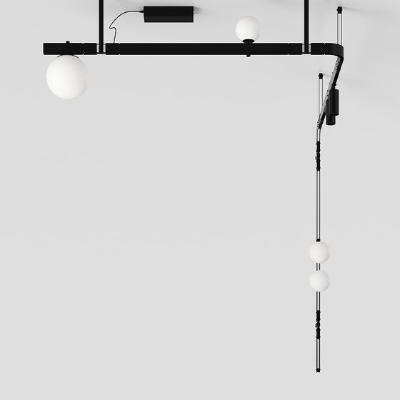 Stylish Black and White Chandelier 3D model