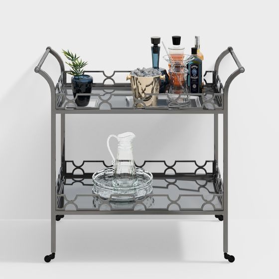 Elegant Bar Cart 3D model for Modern Interiors