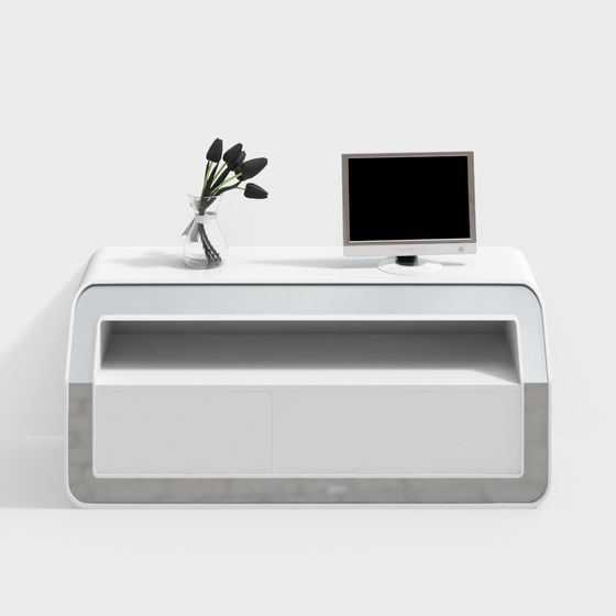Modern Barbershop Counter 3D Model in White