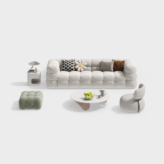 Contemporary Low-Poly Furniture Set 3D model