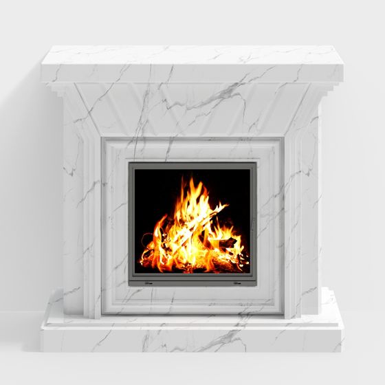 Elegant Low Poly Fireplace 3D model