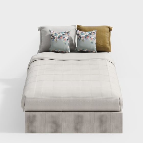 Elegant Low-Poly Bed 3D model for Modern Interiors