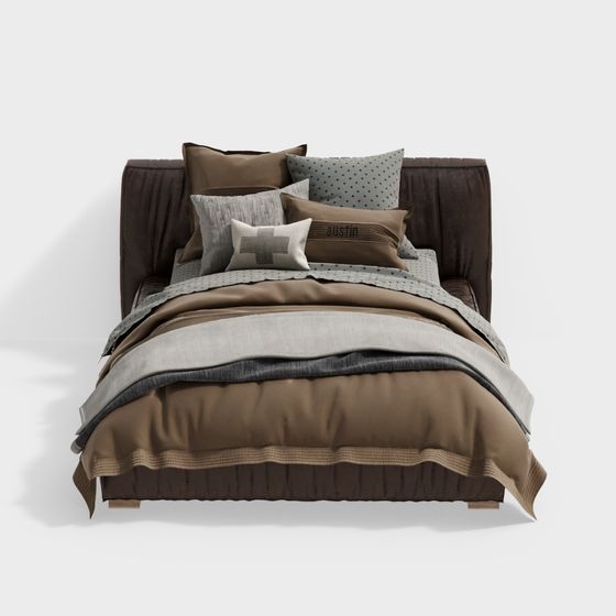 Stylish Low-Polygon 3D Bed Model for Contemporary Spaces