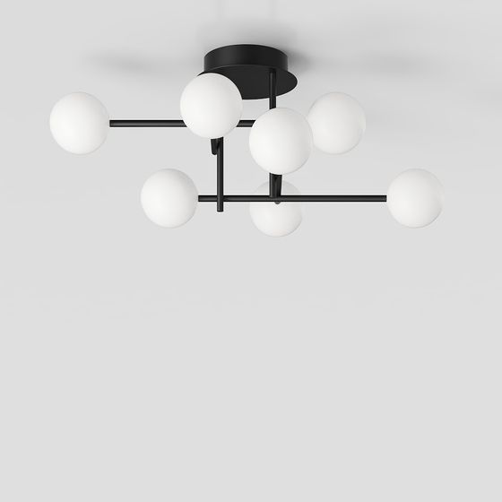 Elegant Six-Ball Pendant Light 3D model