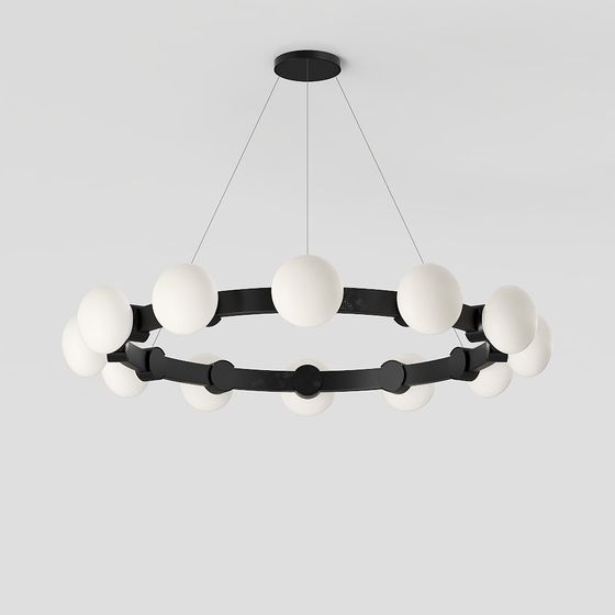 Stylish Circular Glass Ball Chandelier 3D model